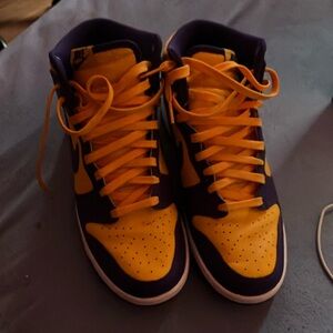 Purple and Yellow High-Top Sneakers
